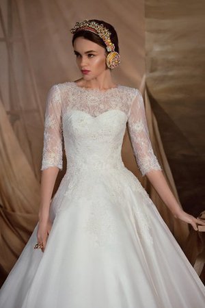 Abito da Sposa A-Line Barchetta con Mezze Maniche tradizionale Naturale