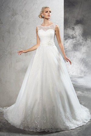 Abito da Sposa Naturale Cerniera Ball Gown con Nastro Lunghi