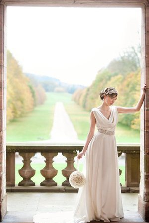 Abito da Sposa A Terra in Raso Coda A Strascico Corto A-Line Senza Maniche