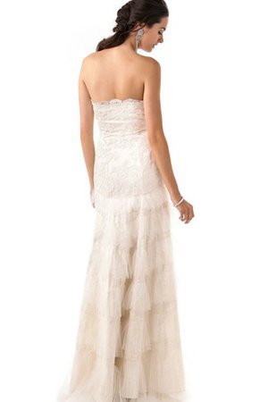 Abito da Sposa Senza Strap Naturale in Pizzo Tubino Senza Maniche