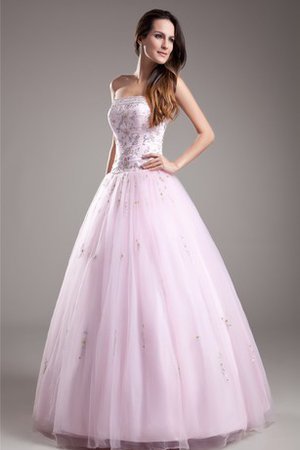 Abito Quinceanera Senza Spalline con Perline in Organza Radiosa in Tulle