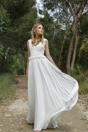 Abito da Sposa con Fusciacca Profondo V-scollo in Chiffon A-Line in Pizzo