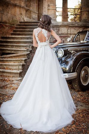 Abito da Sposa in Tulle Lungo A Terra Senza Maniche con Applique