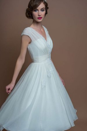 Abito da Sposa Romantico V-Scollo Formale E Informale Profondo V-scollo con Increspato