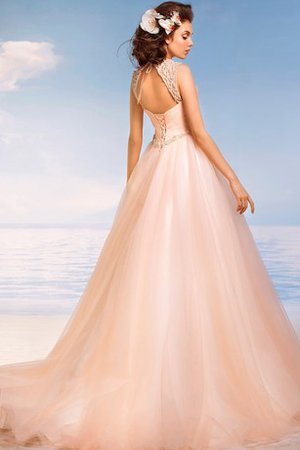 Abito da Sposa A-Line Naturale Conotta con Criss-cross in Tulle