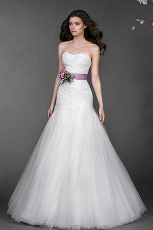 Abito da Sposa Sirena con Criss-cross in Tulle A Terra Cuore