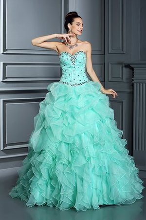 Abito Quinceanera con Perline Cuore A Terra Senza Maniche Ball Gown