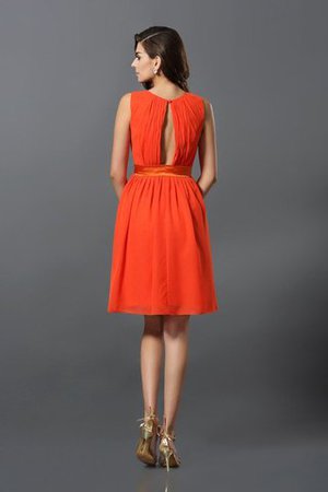 Abito da Damigella in Chiffon V-Scollo Naturale con Festone Corto