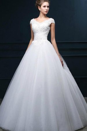 Abito da Sposa Senza Maniche in Pizzo in Tulle Naturale Cappellino