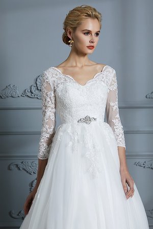 Abito da sposa pudica retro con applique convenzionale cerniera scintillante