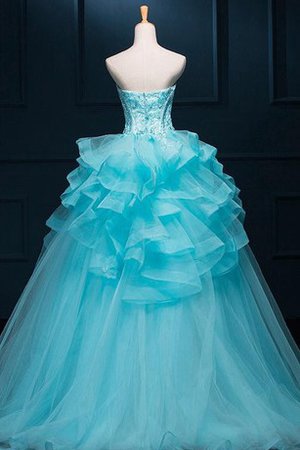 Abito Quinceanera in Paillette Cuore con Applique Allacciato in Organza