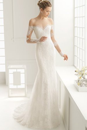 Abito da Sposa Seducente Senza Spalline con Applique in Pizzo con Maniche Lunghe