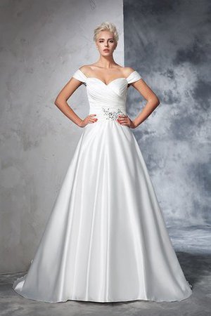 Abito da Sposa Senza Maniche con Increspato Lungo Ball Gown Naturale