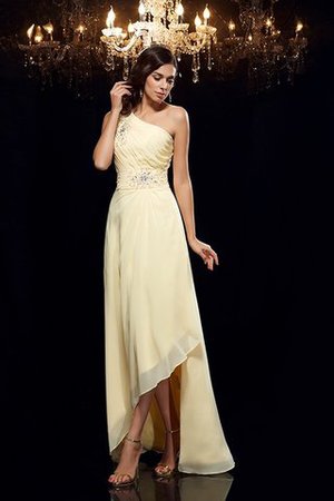 Abito da Ballo Senza Maniche in Chiffon con Perline A-Line Monospalla