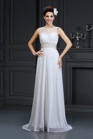 Abito da Sposa A-Line con Increspature in Chiffon Coda A Strascico Cappella Lungo