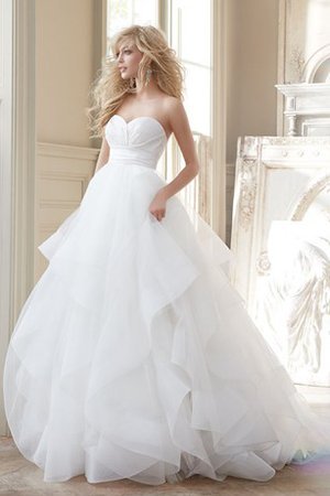 Abito da Sposa Allacciato con Increspato Lusso in Tulle Naturale