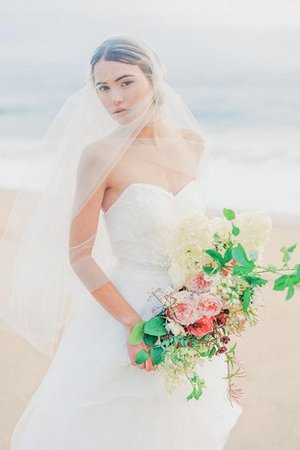 Abito da Sposa in Organza A Terra Senza Maniche con Fiore Cuore