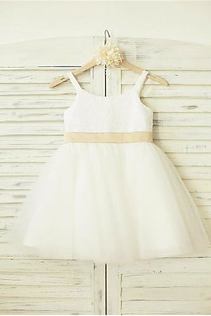 Abito da Cerimonia Bambini Cerniera Farfalla Ornamento con Fiore in Tulle A-Line