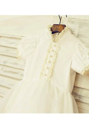 Abito da Cerimonia Bambini Cerniera A-Line Lupetto in Tulle con Fiore