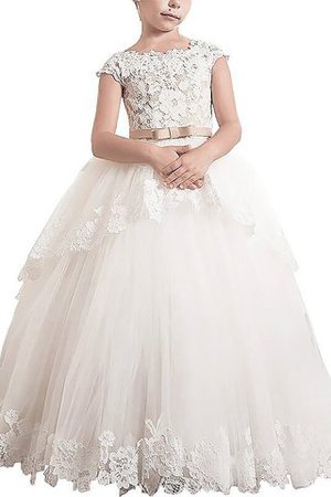 Abito da Cerimonia Bambini Ball Gown in Tulle Tondo Senza Maniche in Pizzo