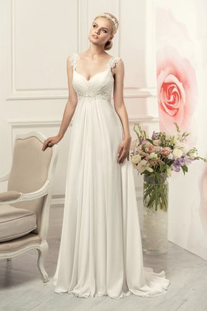 Abito da Sposa Vintage Alta Vita Lungo con Perline A-Line