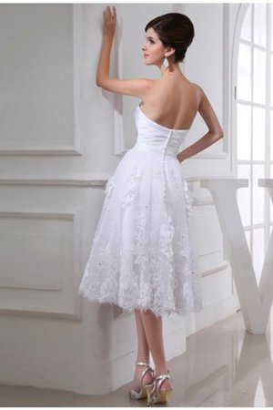 Abito da Sposa Cuore Alta Vita Senza Maniche con Applique A-Line