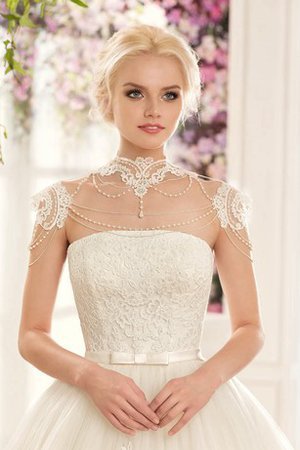 Abito da Sposa in Pizzo A Terra con Bottone in Tulle A-Line