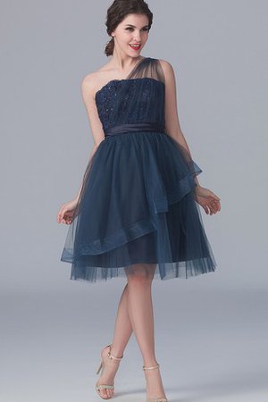 Abito da Damigella A-Line Monospalla con Applique Mini in Tulle