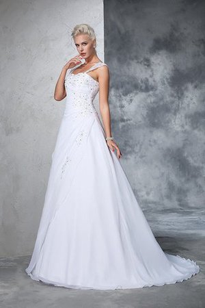 Abito da Sposa Radiosa Lungo Senza Maniche con Applique in Chiffon