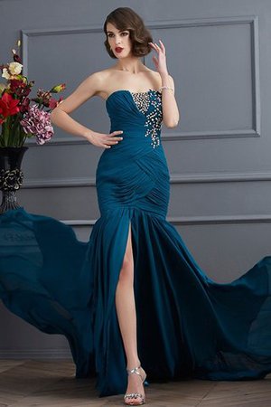 Abito da Ballo Lunghi in Chiffon Sirena con Applique Spazzola Treno