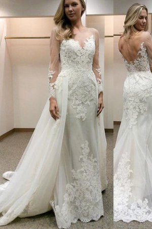 Abito da Sposa Tubino in Pizzo A-Line Seducente decorato