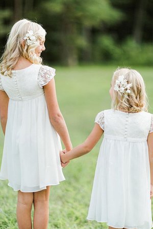 Abito da cerimonia bambini in pizzo grazioso principessa con manica corte tondo a-line