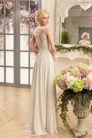 Abito da Sposa con Applique Naturale in Chiffon Largo Cappellino