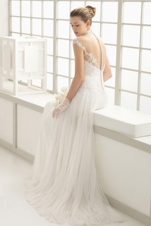 Abito da Sposa Senza Vita Conservatore All Aperto Shiena Sheer con Manica Corte