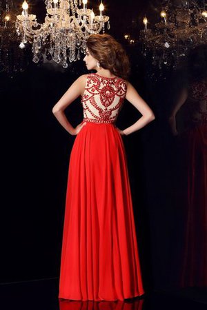 Abito da Sera Alta Vita Senza Maniche in Chiffon Tondo con Perline
