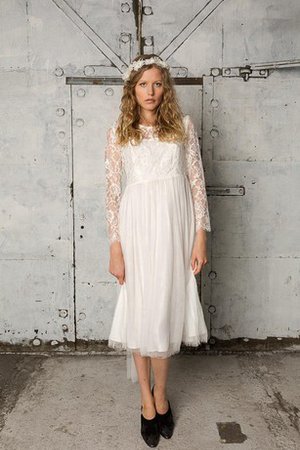 Abito da Sposa in Pizzo Originale con Piega Sotto Ginocchio in Tulle