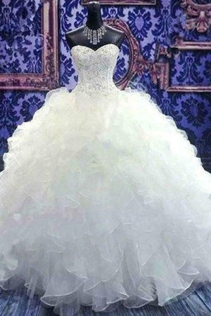 Abito da sposa moderno con cascata volant pudica lunghi in organza nobile